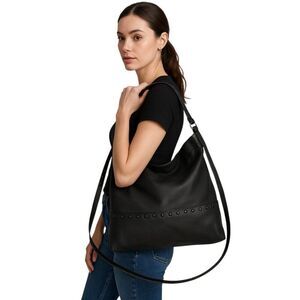 Gianni Chiarini Black Leather Bag Shoulder Satchel Purse Tote Women's WOMAN'S